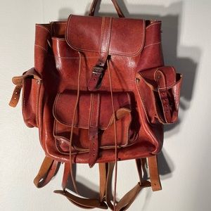 VINTAGE Brown Leather Backpack